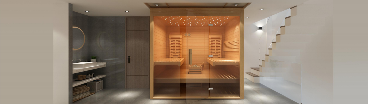 Modern VECOSE home sauna in a private wellness room